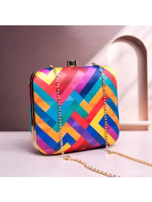 Women Multicolor Geometric Pattern Clutch