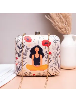 Women Meditating Girl Portrait Printed Clutch