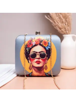 Women Frida Kahlo Printed Clutch