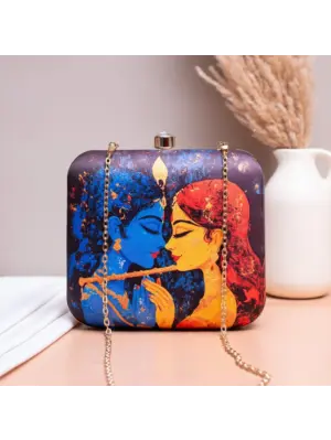 Women Radha Krishna Printed Clutch