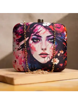 Woman Portrait Printed Clutch