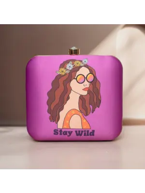 Women Boho Girl Printed Clutch