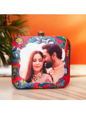 Women Red Based Floral Printed Customised Clutch