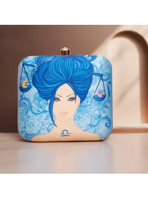 Women Blue Libra Sun Sign Customized Clutch