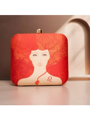 Women Leo Sun Sign Orange Customized Clutch