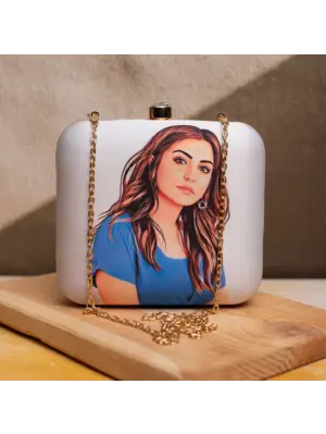 Women Portrait Caricature Personalised Clutch Bag