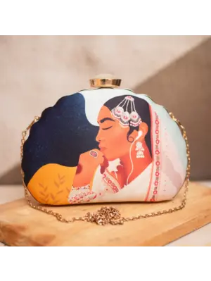 Women Mughal Queen Printed Clutch