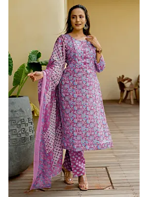 Women Pure Cotton Plus Size Kurta Pant Set with Dupatta, Pakistani suit women