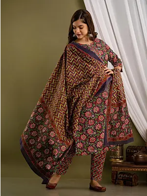 Women Plus Size Cotton Kurta Sets, Indian Salwar Kameez, Casual Wear Suit 