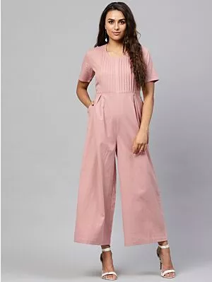 Dusty Pink Solid Basic Jumpsuit