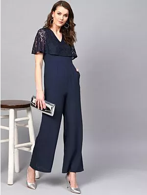 Navy Blue Solid Basic Jumpsuit