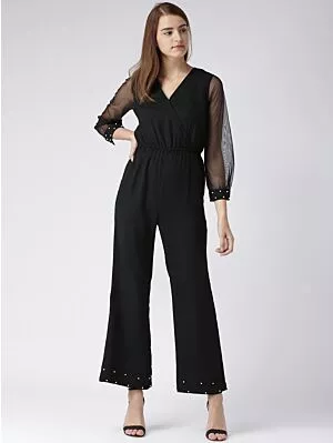 Women Black Solid Basic Jumpsuit