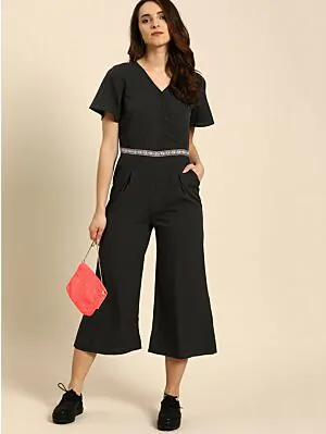 Women Black Solid Basic Jumpsuit