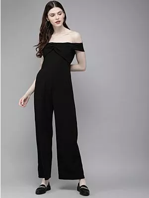 Women Black Solid Basic Jumpsuit