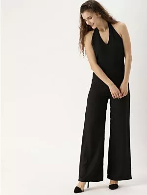 Black Solid Basic Jumpsuit