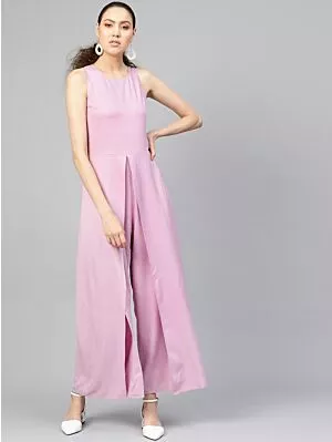 Women Lavender Solid Layered Detail Basic Jumpsuit