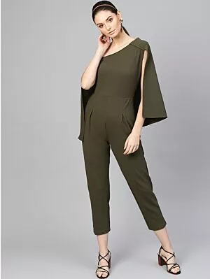 Women Olive Green Solid Culotte Jumpsuit