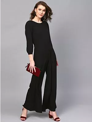 Black Solid Basic Jumpsuit