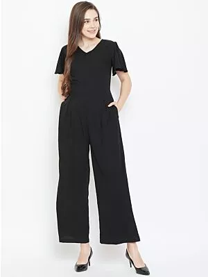 Women Black Solid Basic Jumpsuit