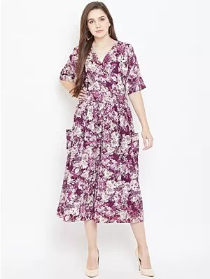 Women Purple & Beige Printed Culotte Jumpsuit