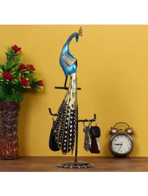 Colorful Peacock Handcrafted Iron Decorative Showpiece
