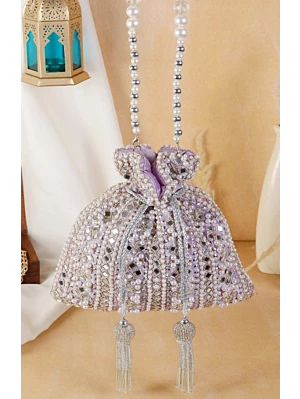 Purple Sequin Mirror embellish Evening Party Wear Potli