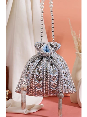 Blue Sequin Mirror embellish Evening Party Wear Potli