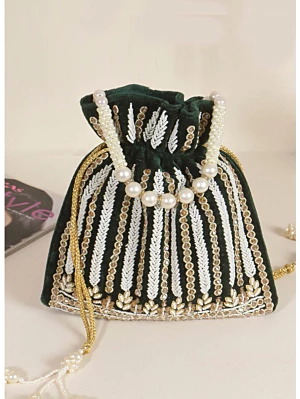 Black Sequined Party Wear Luxury Bridal Potli