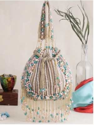 Multi Color Beads Stylish Luxury Evening Potli Bag
