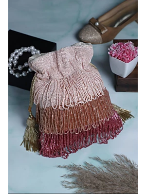 Pink Multi Color Ombre Evening Party Potli Bag