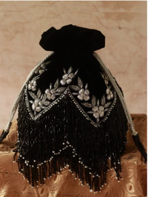 Black Handwork Velvet Designer Potli Bag