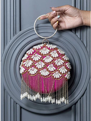 Pearl Embellish Luxury Clutch with Tassels