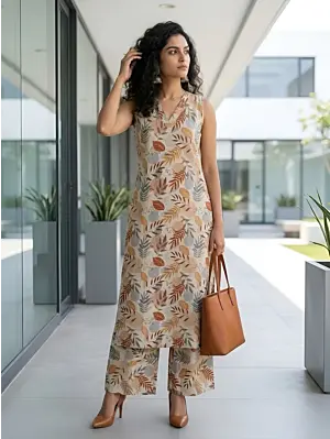 Multicolor Printed Straight Kurta With Palazzo for Women