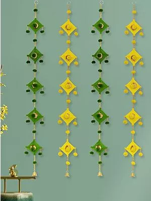 Handcrafted Decorative Woolen Kites Door and Wall Hanging Decor/Wall Hanging Decorative Hanging/Door Hanging/Home Decor/Home Furnishing/Diwali Gift - Pack of 4, 38 Inches Each
