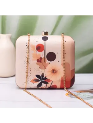 Woman Minimal Floral Abstract Printed Clutch