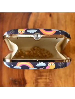 Women Owl Printed Square Clutch