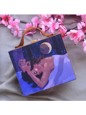 Women Sleeping Women Printed Suitcase Style Clutch
