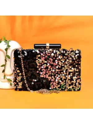 Woman Multi-colored Sequins Clutch