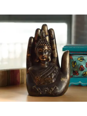 Polyresin Palm Buddha Statue Religious Idol