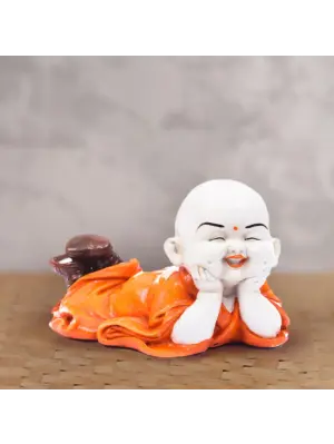 Polyresin Resting Laughing Cute Baby Buddha Statue