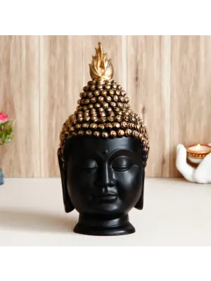 Handicrafted Polyresin Gold & Black Buddha Head Statue