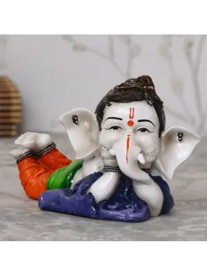 Handcrafted Polyresin Resting Lord Ganesha Idol
