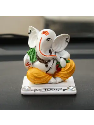 Decorative Lord Ganesha Idol For Car Dashboard, Home Temple, And Office Desks