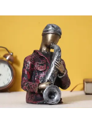 Musician Man Playing Trumpet Musical Instrument Human Figurine Decorative Showpiece