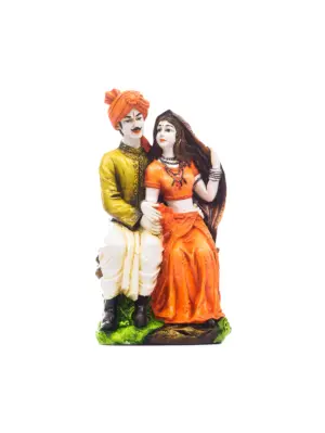 Polyresin Rajasthani Man And Women Statue Decorative Human Figurines Home Decor Showpiece