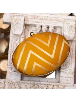 Women Golden Zig-Zag Mustard Base Clutch