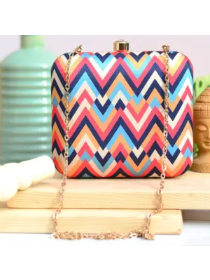 Zig Zag Chevron Printed Clutch Bag