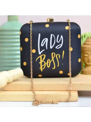 Women Lady Boss Black Clutch Bag