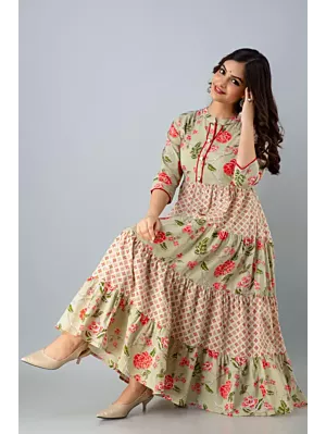 Women Washed Viscose Rayon Asymmetric Kurta  (Light Green)