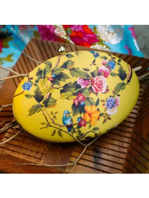 Women Yellow Birds Floral Clutch